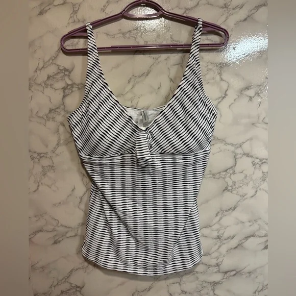NEW Tommy Bahama Women's Island Cays Stripe Tankini Top Swimwear Size L - Picture 2 of 11